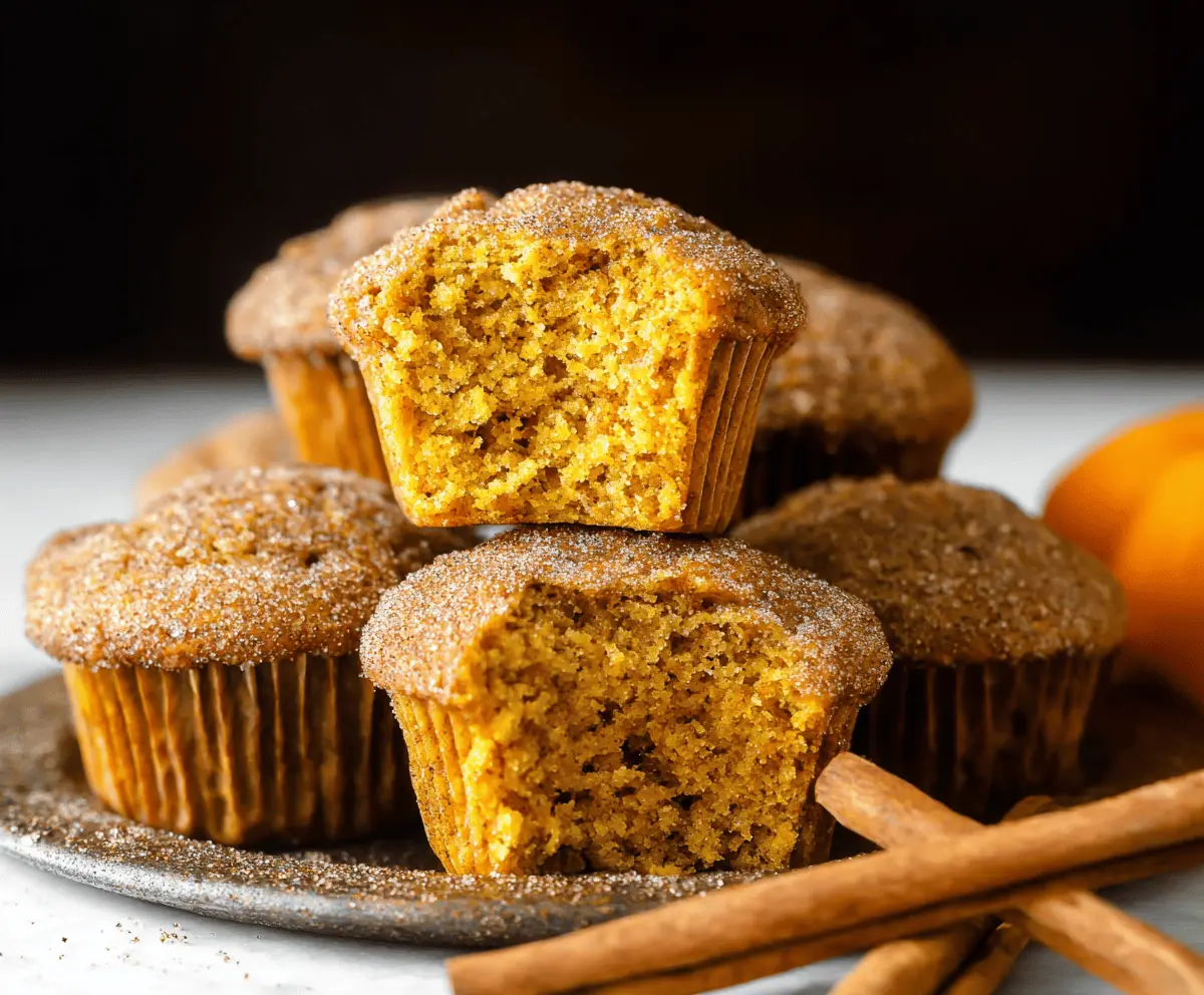 Delicious homemade pumpkin cinnamon muffins topped with a sprinkle of cinnamon, perfect for fall baking