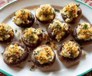 Delicious Brie Stuffed Mushrooms with melted cheese and herbs, perfect for appetizers
