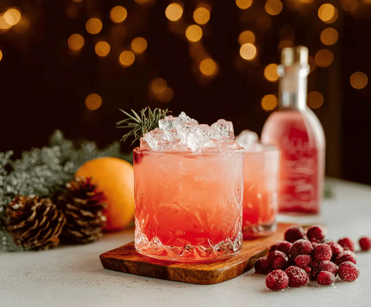 Festive Christmas Paloma cocktail served in a decorative glass with garnishes.