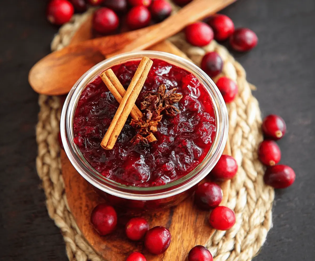 Delicious cinnamon cranberry sauce served in a bowl, perfect for holiday dinners.