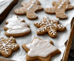 Delicious Cinnamon Iced Gingerbread Cookies with festive icing and spice garnishes.