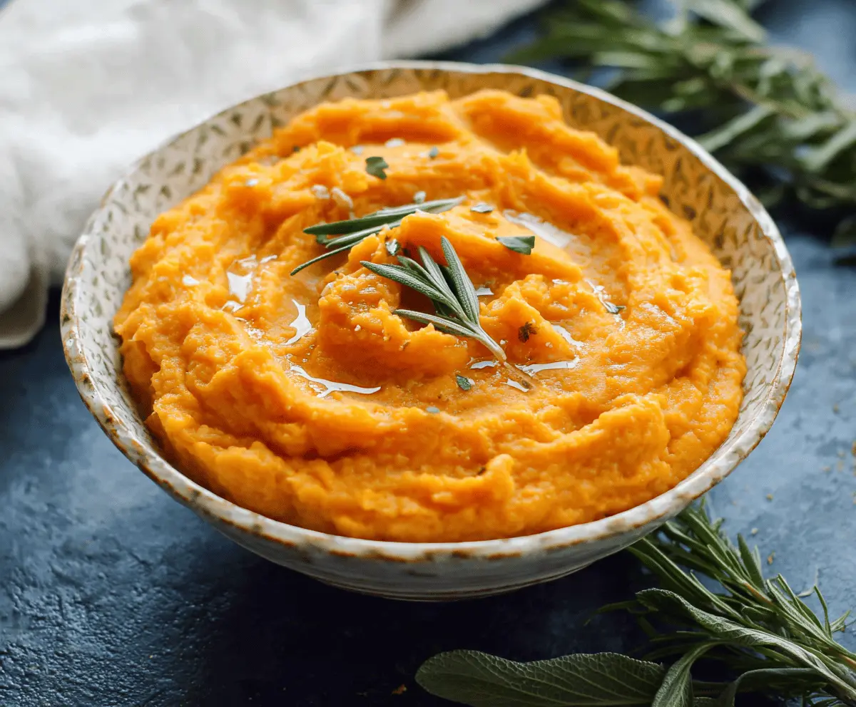 Creamy mashed butternut squash served as a healthy side dish.