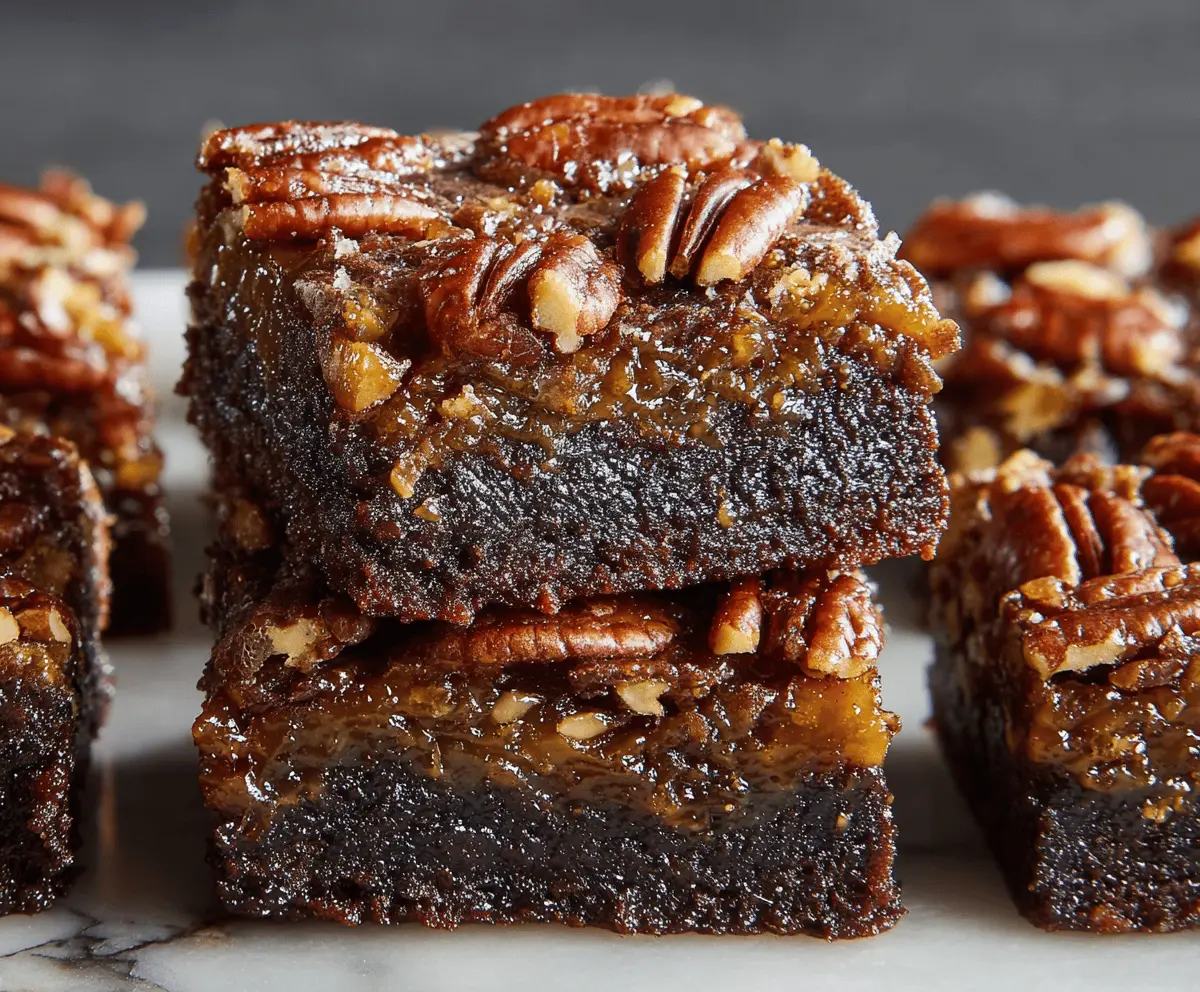 Delicious Pecan Pie Brownies with a rich chocolate and pecan topping