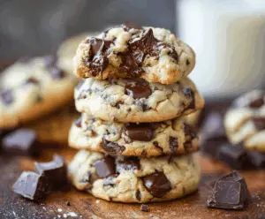 Delicious soft-batch cream cheese chocolate chip cookies fresh from the oven.