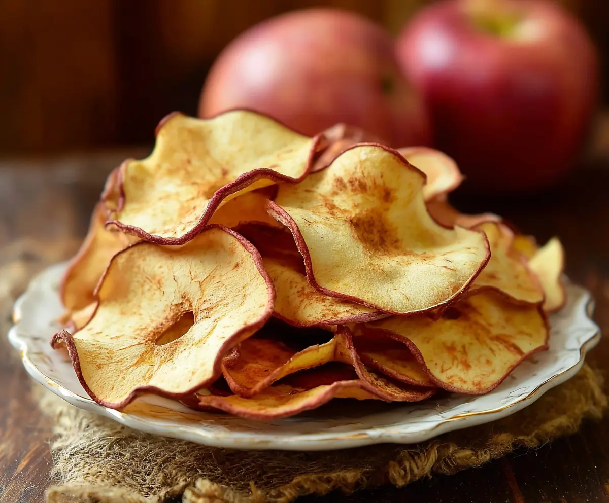 Delicious homemade baked apple chips crispy and sweet for a healthy snack.