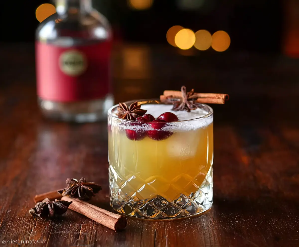 Festive Christmas Spiced Gin Punch served in a decorative glass with cinnamon sticks and citrus slices