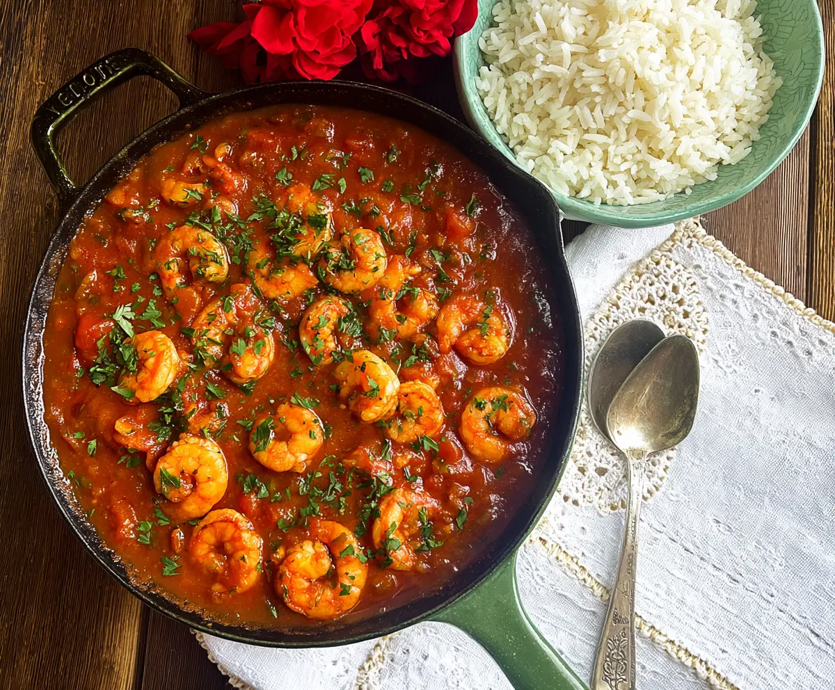 Delicious Louisiana Shrimp Creole served in a bowl with fresh herbs and spices
