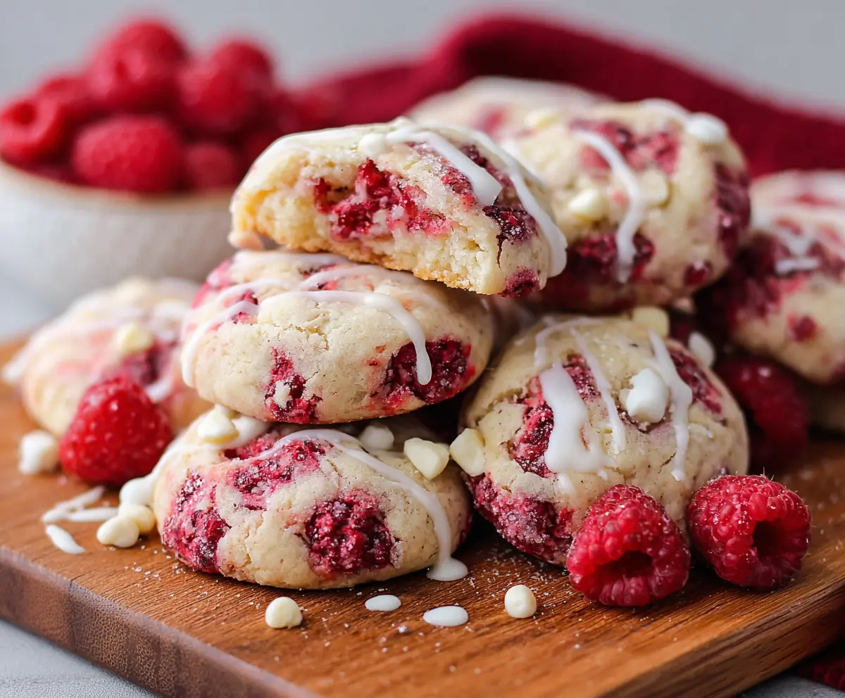 Delicious moist raspberry cookies with fresh raspberries and soft cookie texture