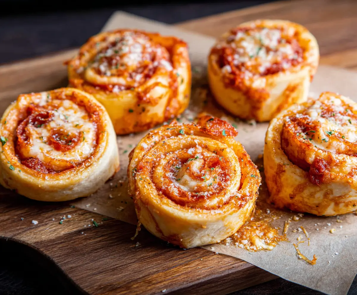 Delicious pepperoni pinwheels with flaky pastry and savory filling, perfect appetizer or snack.