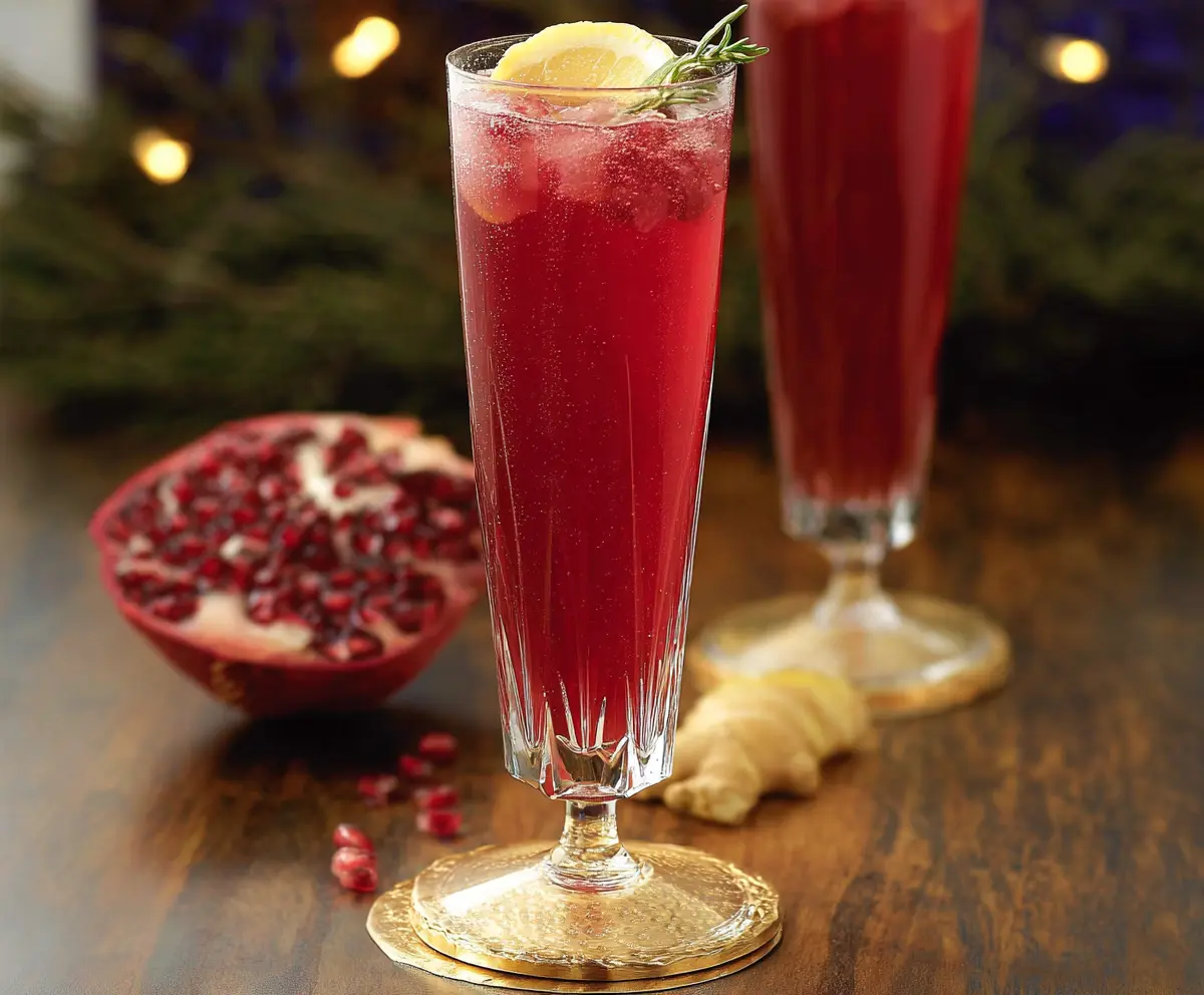 Refreshing Pomegranate Ginger Sparkler in a tall glass garnished with mint and pomegranate seeds.