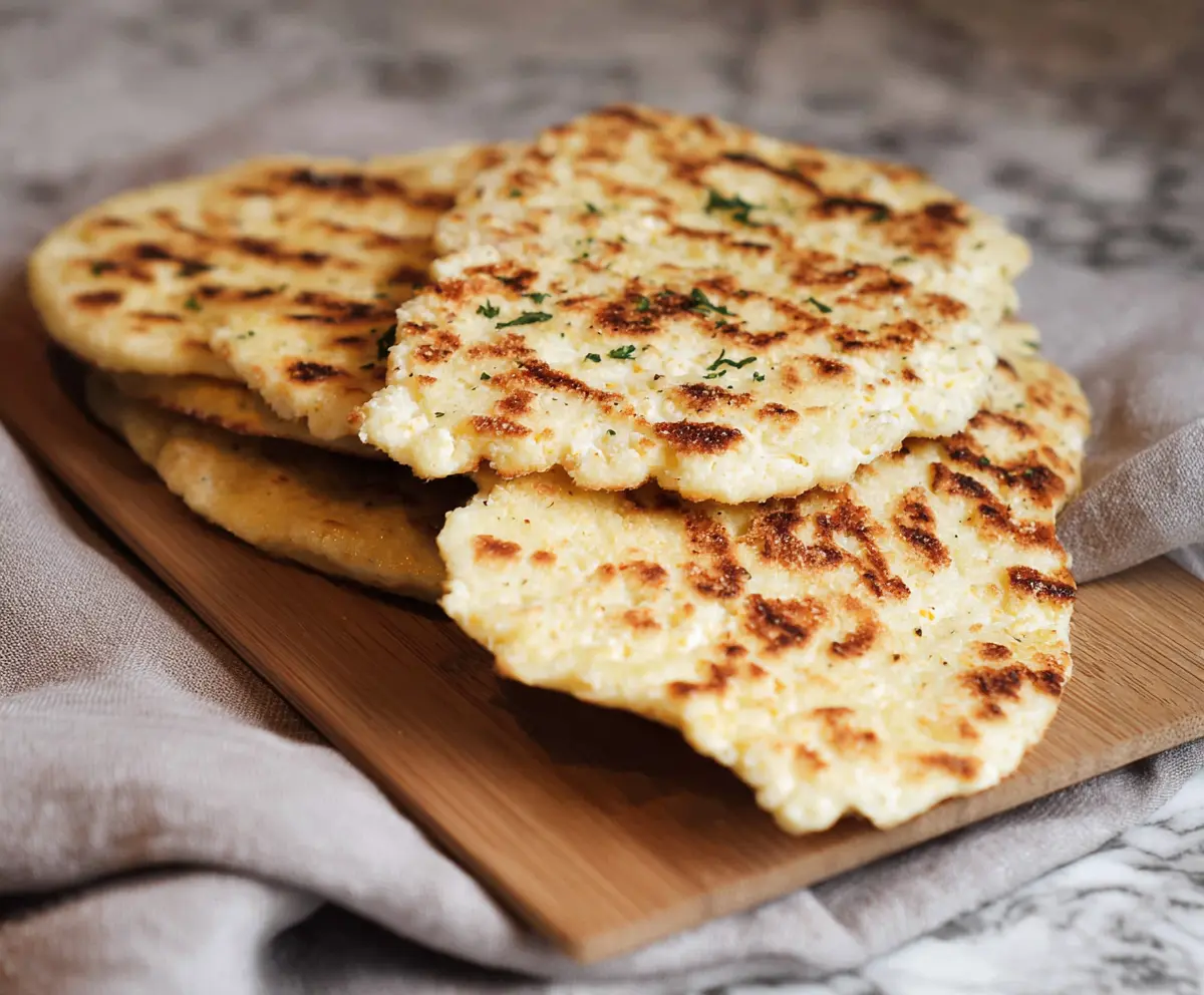 Delicious homemade cottage cheese flatbread served fresh with herbs.