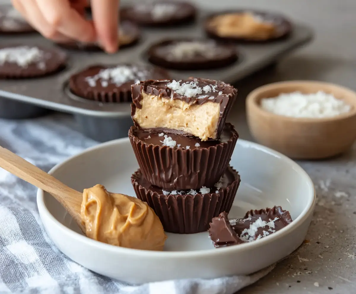 Delicious homemade cottage cheese peanut butter cups with a creamy texture and chocolate exterior.