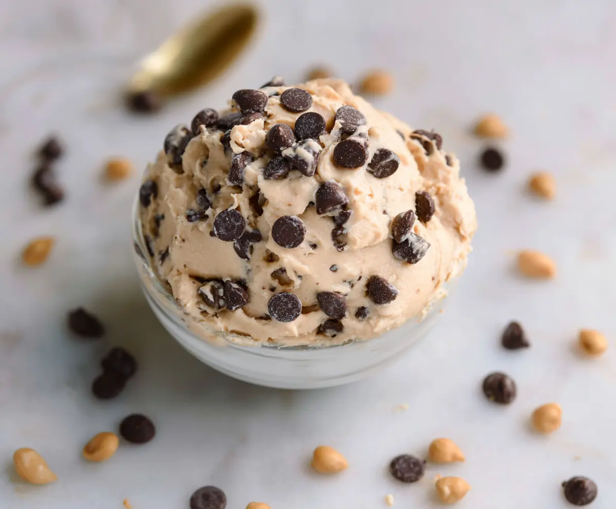 Healthy Greek Yogurt Protein Cookie Dough with nuts and chocolate chips, perfect for a nutritious snack.
