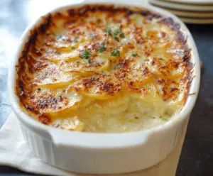 Delicious Gordon Ramsay Potato Gratin with golden crispy top and cheesy layers