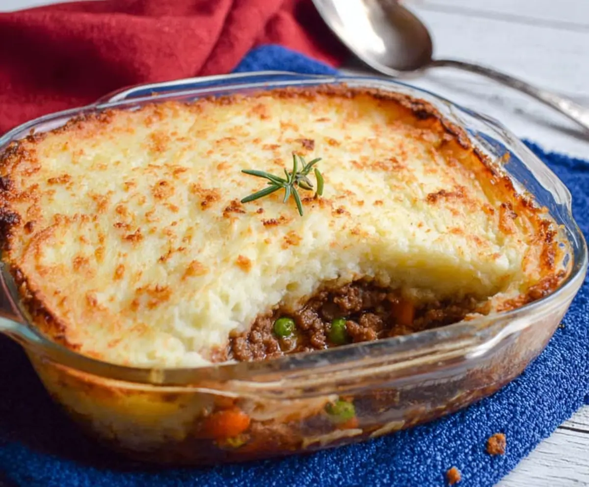 Delicious homemade Ground Beef Shepherd's Pie with golden mashed potato topping and seasoned beef filling.