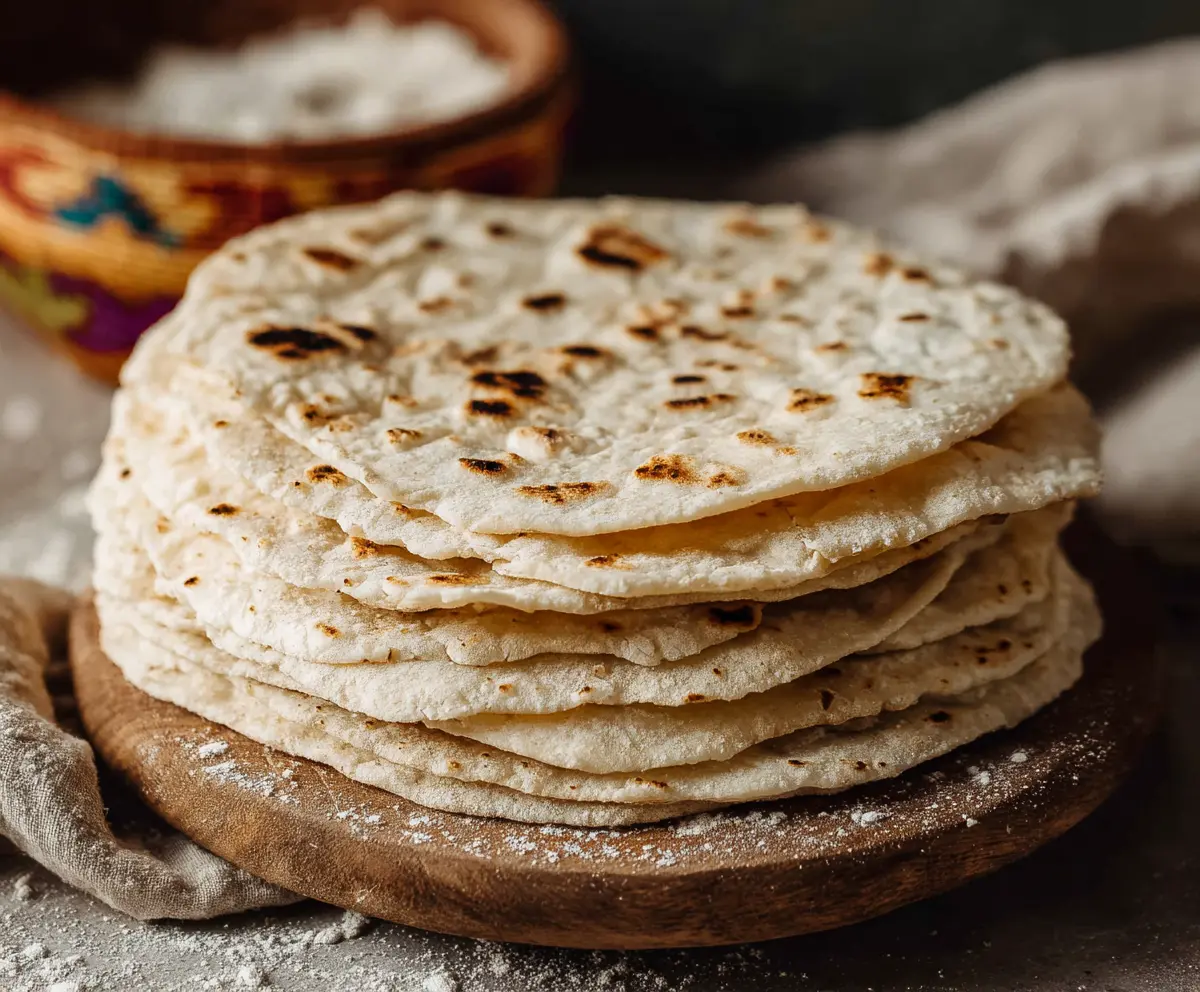 Homemade sourdough discard tortillas made from fresh ingredients, perfect for wraps and tacos.