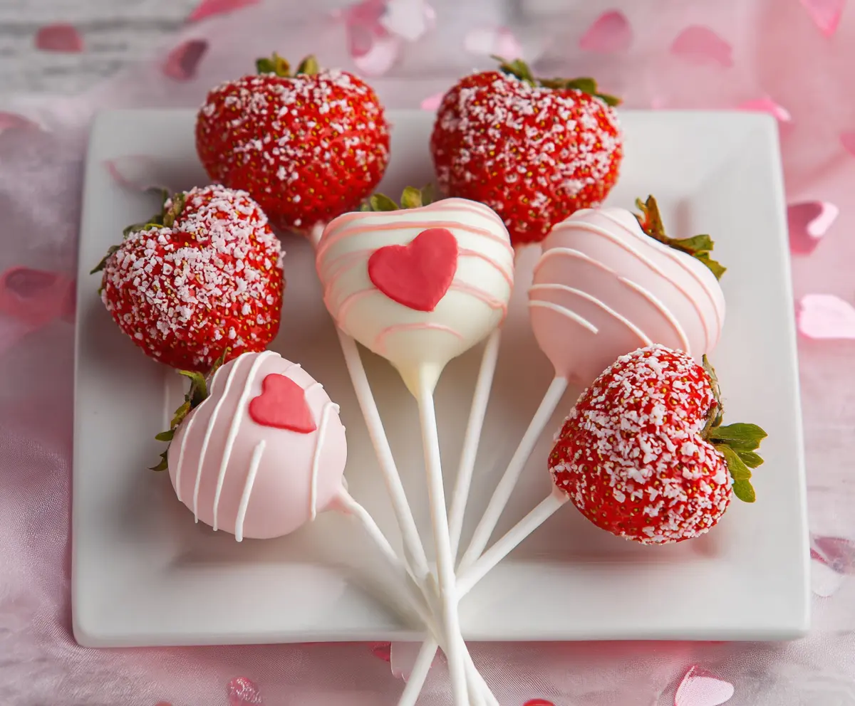 Delicious strawberry heart-shaped cake pops for Valentine's Day or special occasions.