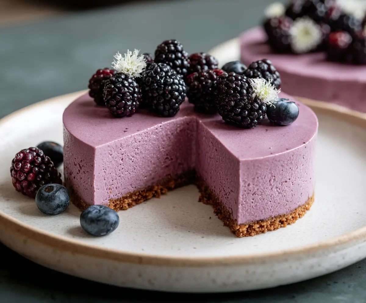 Delicious Blackberry Mousse Cakes with fresh berries and creamy topping for dessert lovers.