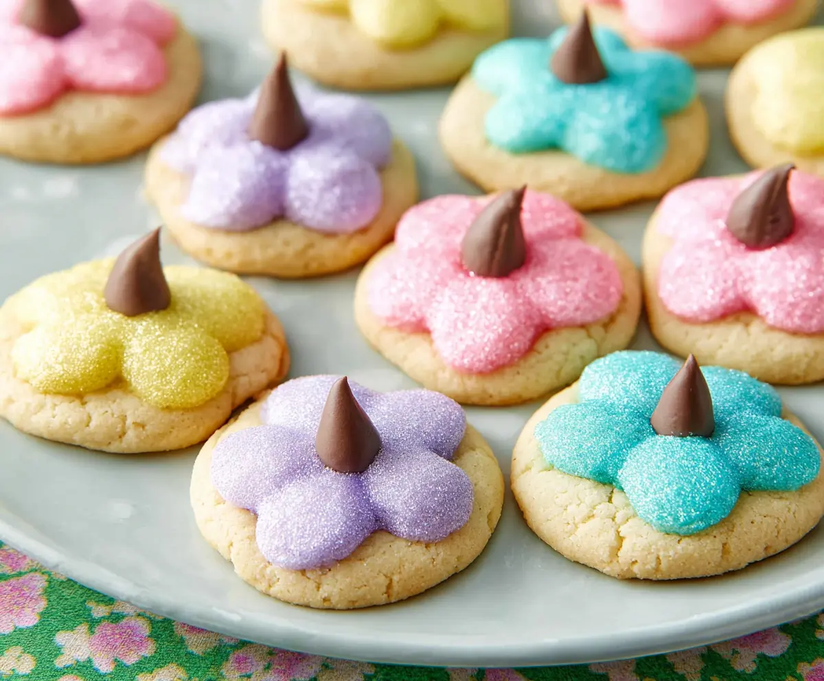 Delicious Easter Blossom Cookies decorated with colorful icing and floral designs for spring celebration.