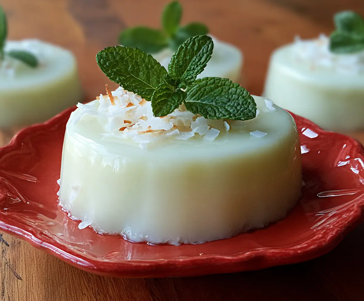 Creamy Hawaiian Coconut Pudding topped with toasted coconut flakes, perfect for a tropical dessert.