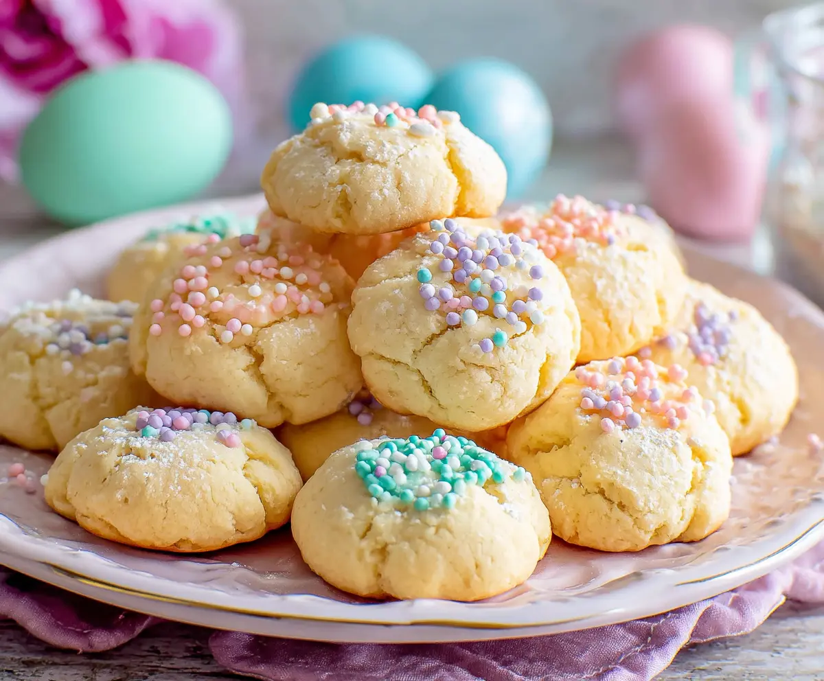 Delicious Italian Easter Cookies decorated with colorful sprinkles for a festive celebration