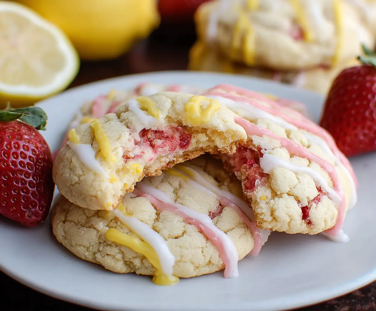 Delicious lemon strawberry cookies with fresh fruit and zesty lemon flavor.