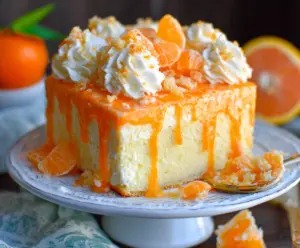 Delicious Orange Creamsicle Cake with vibrant orange frosting and creamy filling, perfect for summer desserts.