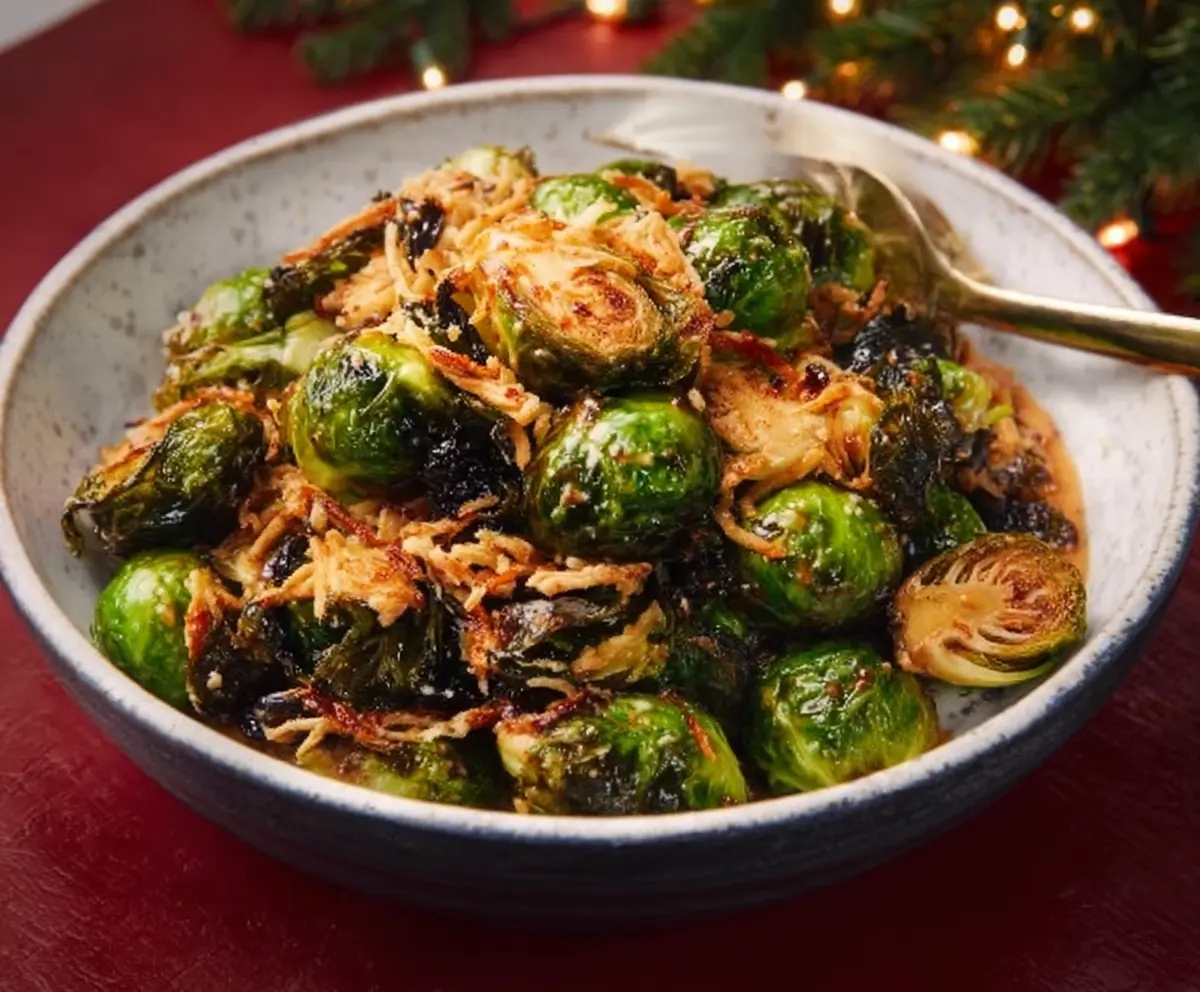 Delicious Red Lobster Brussels Sprouts dish prepared with crispy, roasted Brussels sprouts and savory seasonings.