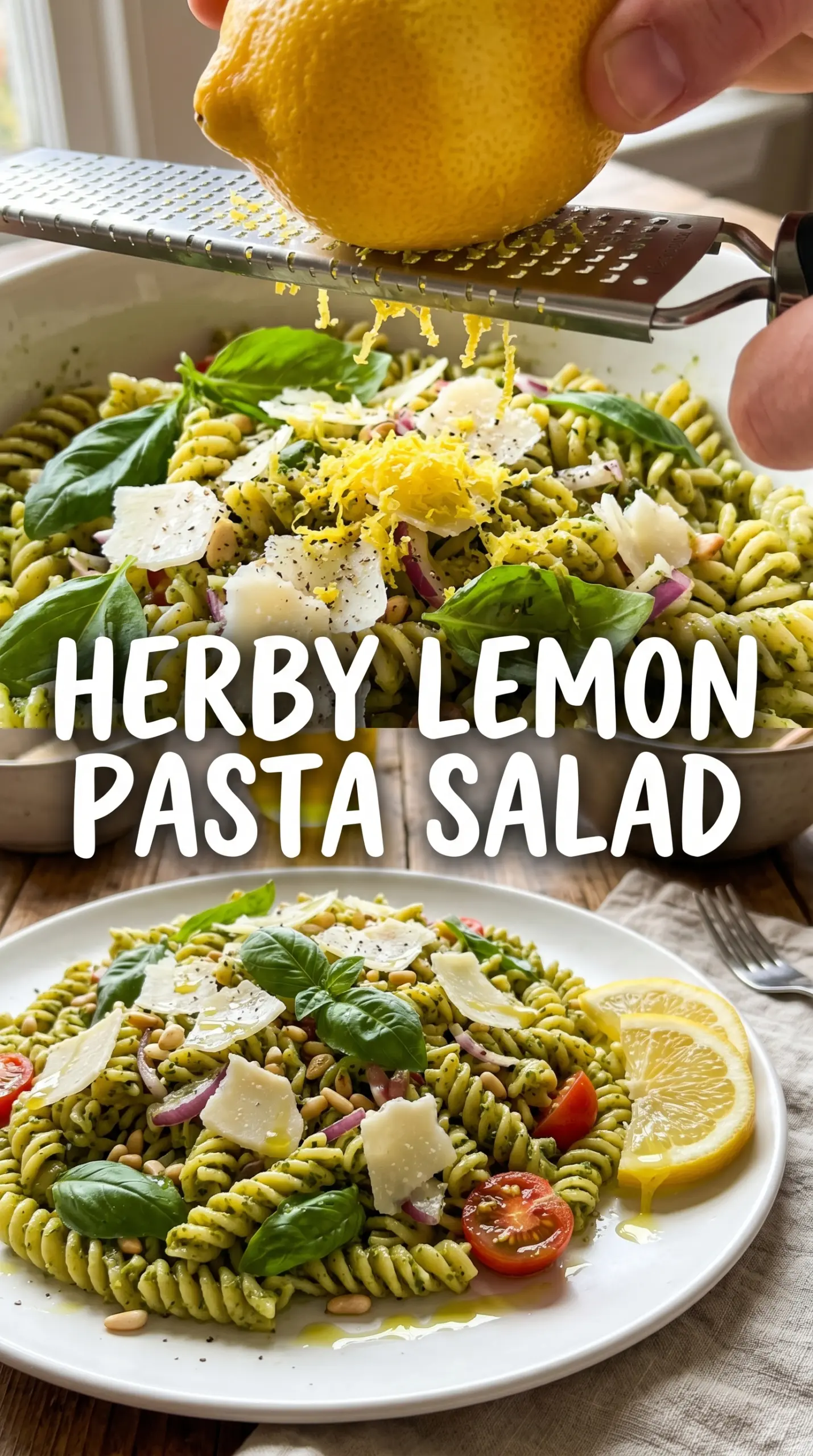 Basil Lemon Pasta Salad fresh citrus herb