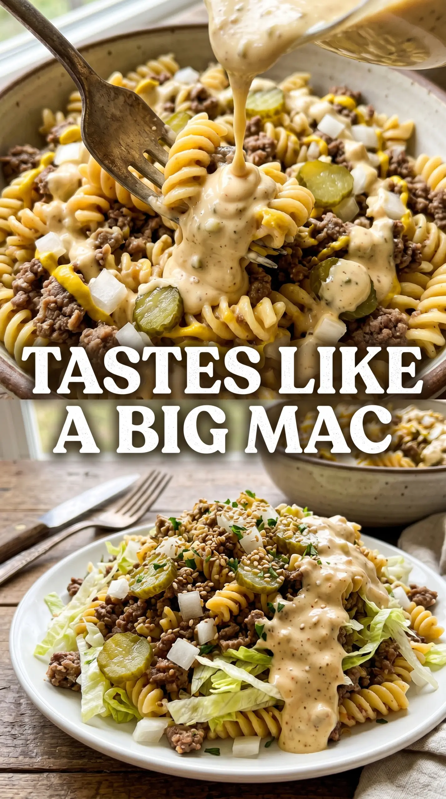 Big Mac Pasta Salad burger-inspired creamy