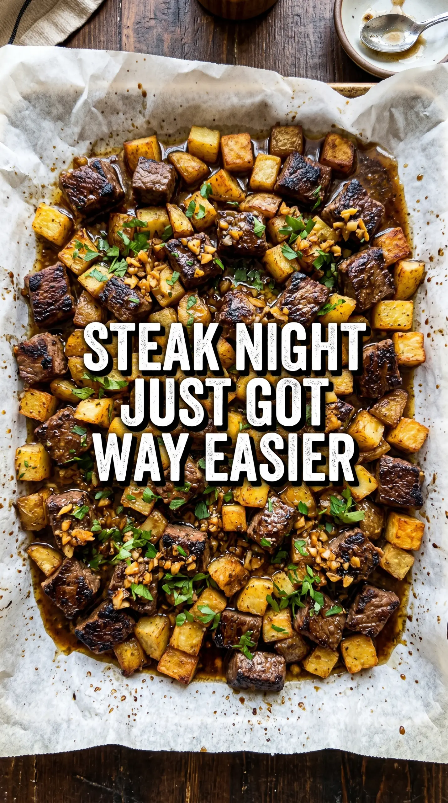 Blackstone Garlic Steak Bites and Potatoes garlic butter, griddle dinner, crispy potatoes