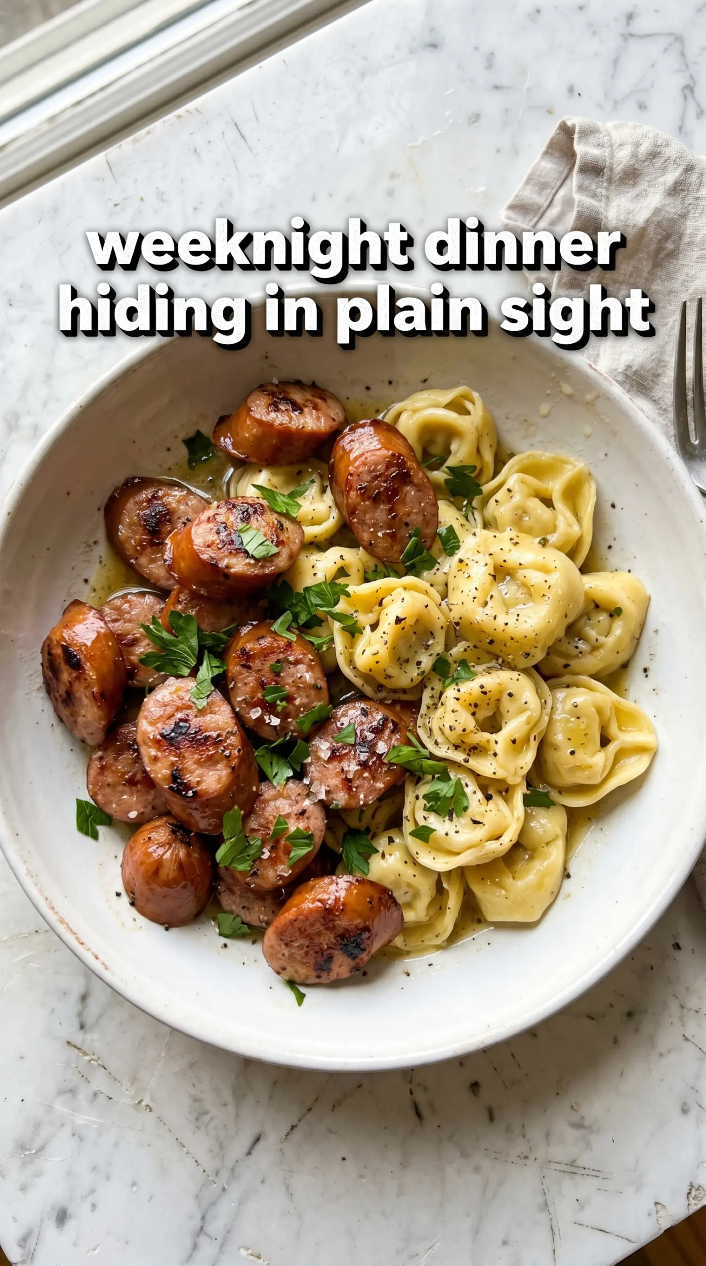 Blackstone Grilled Kielbasa and Tortellini colorful grilled dinner