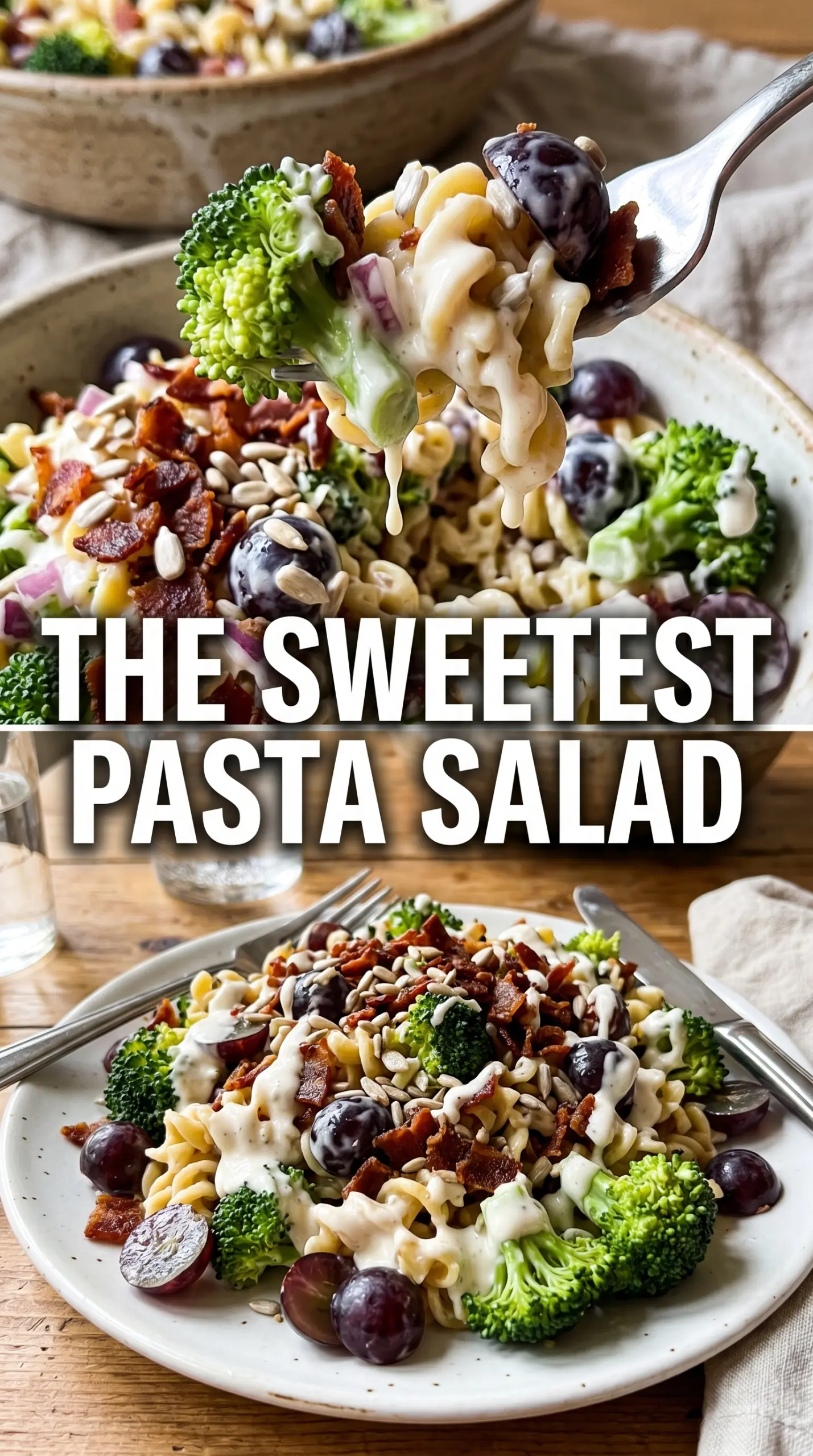 Broccoli, Grape, and Pasta Salad colorful creamy