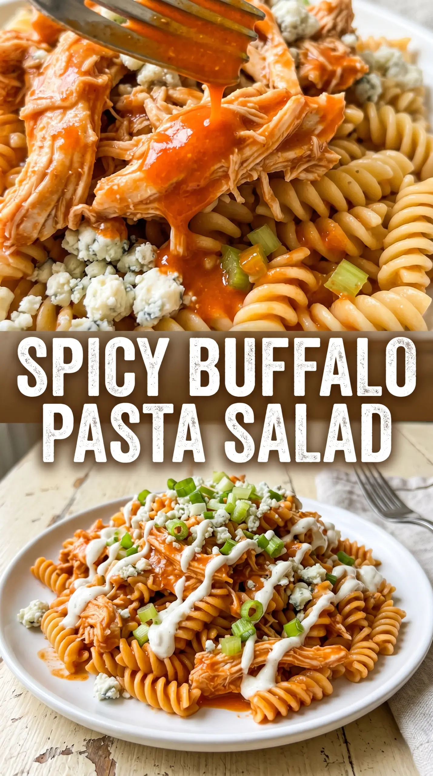 Buffalo Chicken Pasta Salad spicy creamy chilled