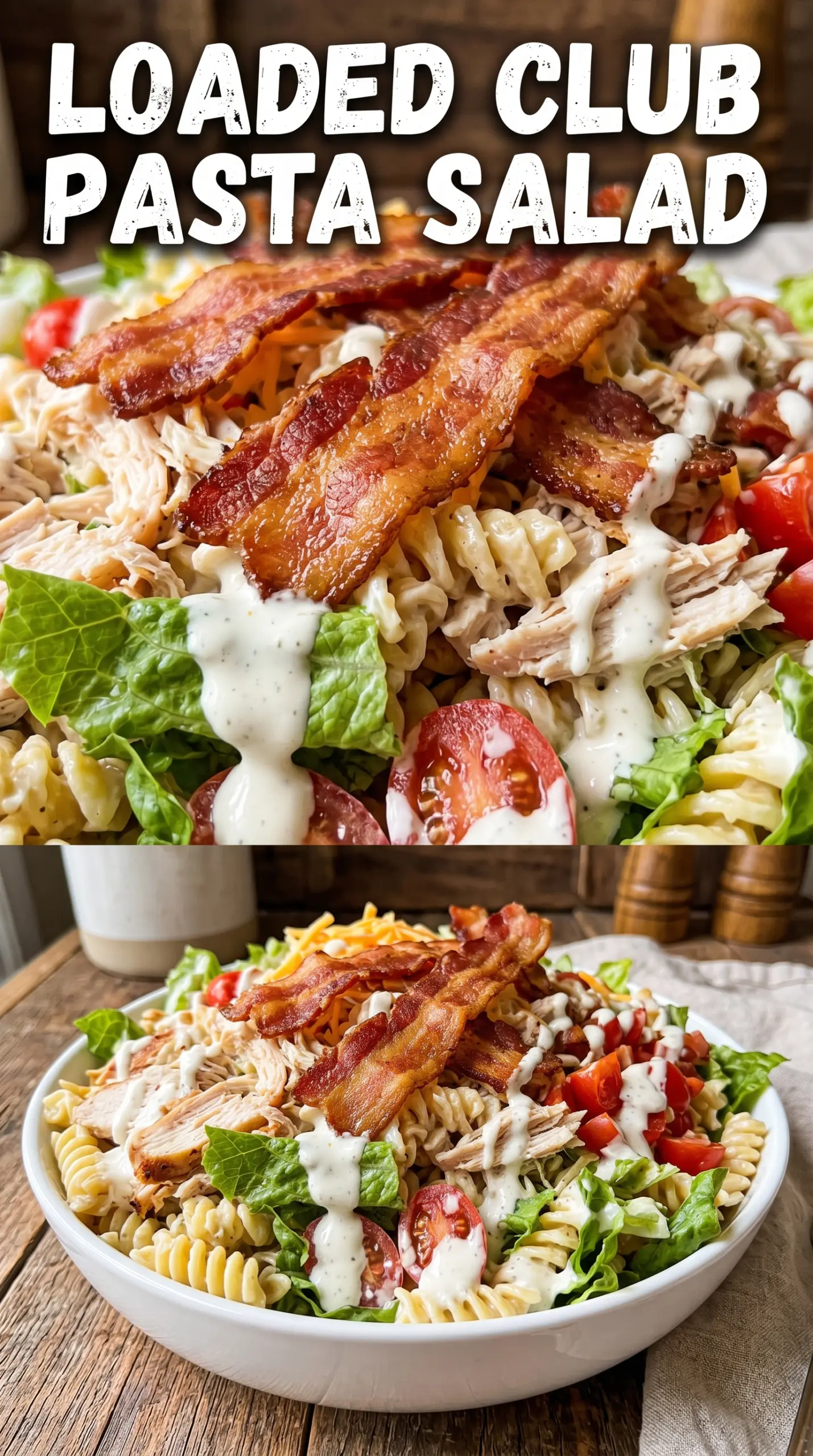 Chicken Club Pasta Salad creamy crunchy