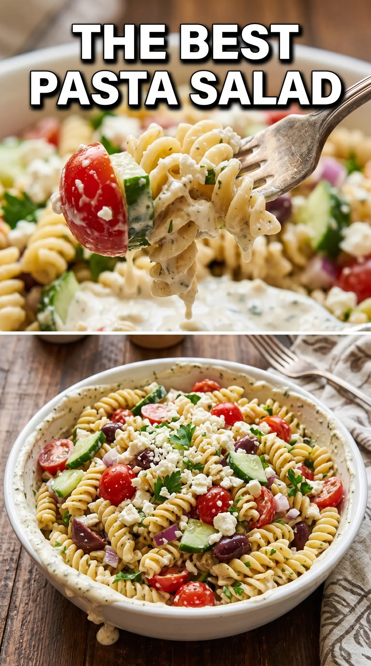 Creamy Pasta Salad colorful, vibrant, creamy