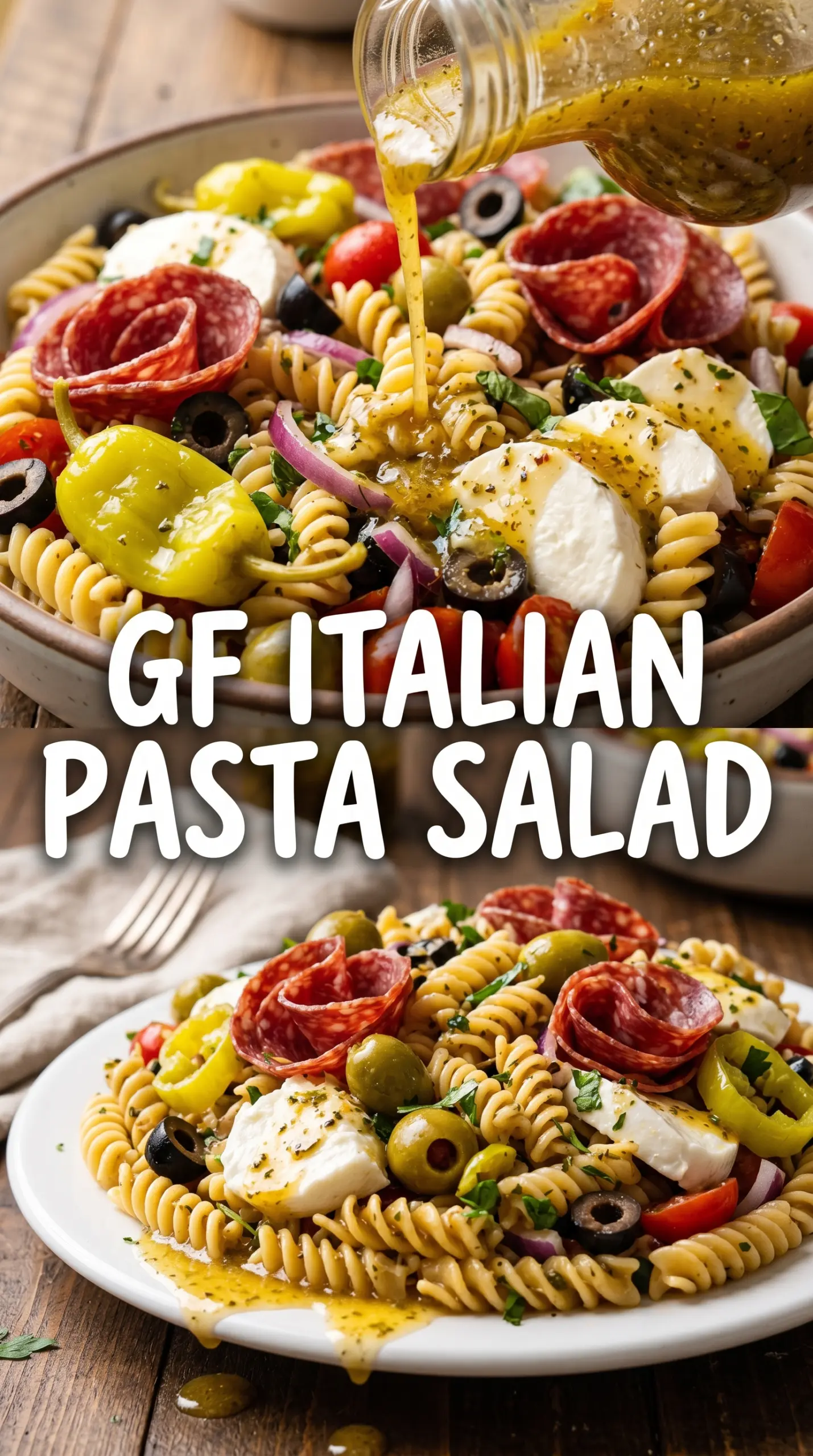 Gluten-free Italian pasta salad colorful, celiac-friendly, chilled