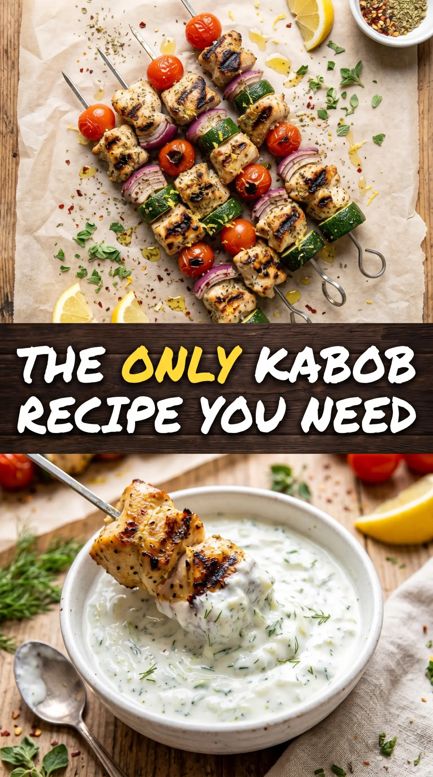 Greek Chicken Kabobs lemon oregano tzatziki
