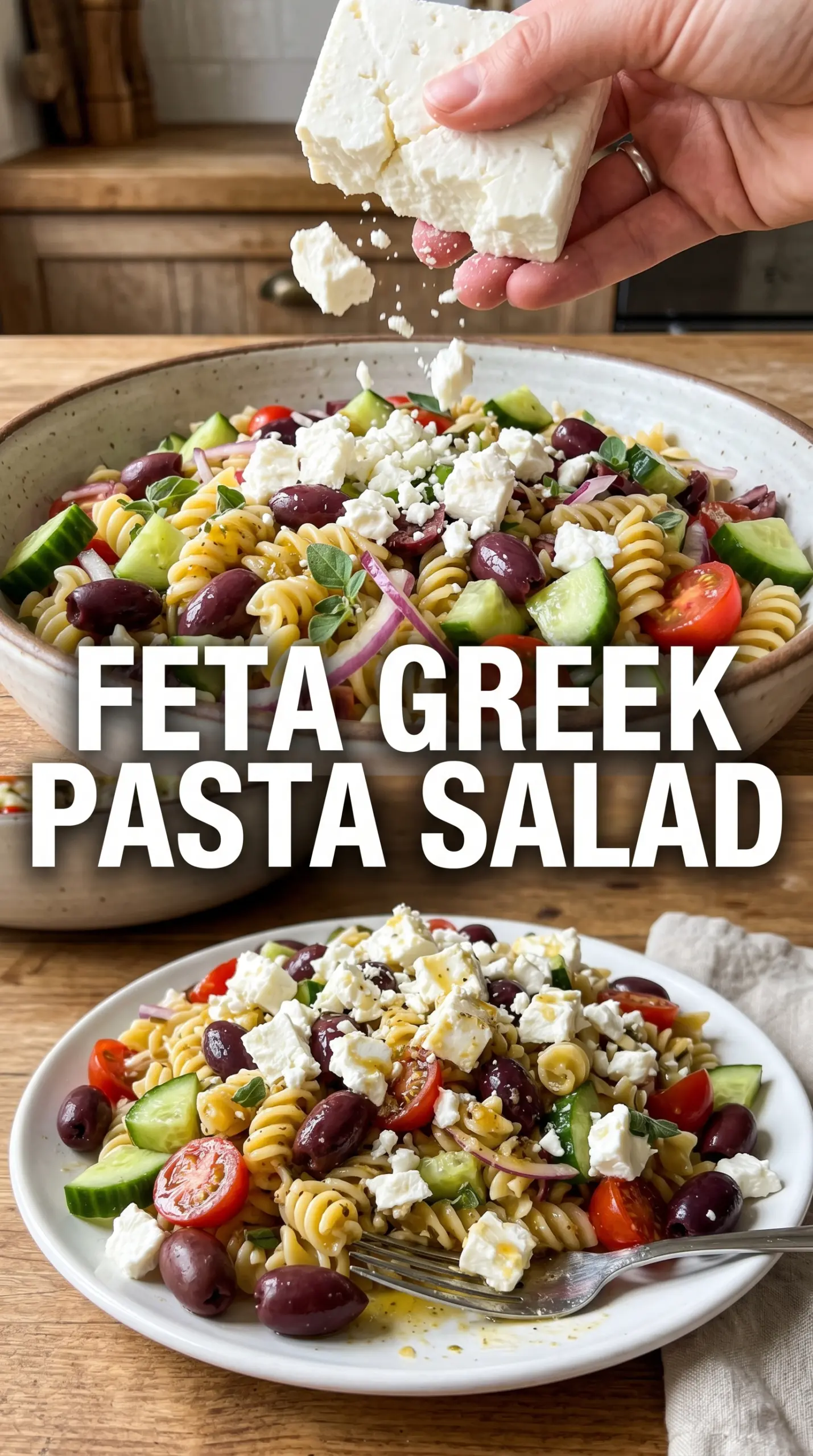 Greek Pasta Salad with Feta Cheese bright Mediterranean