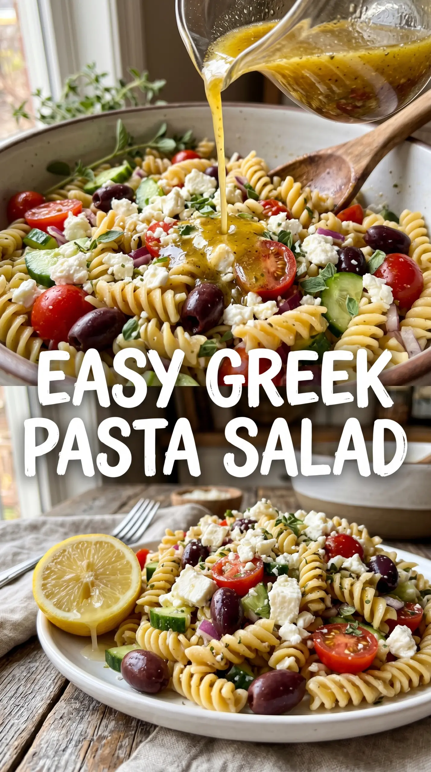 Greek Pasta Salad lemon-oregano feta olives