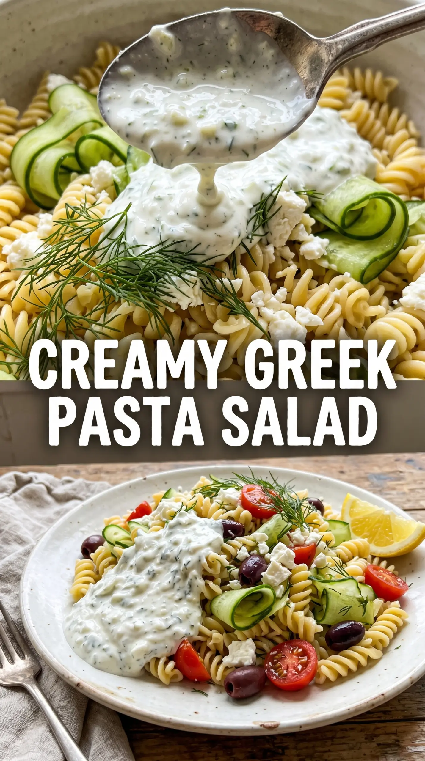 Greek Tzatziki Pasta Salad creamy cucumber dill