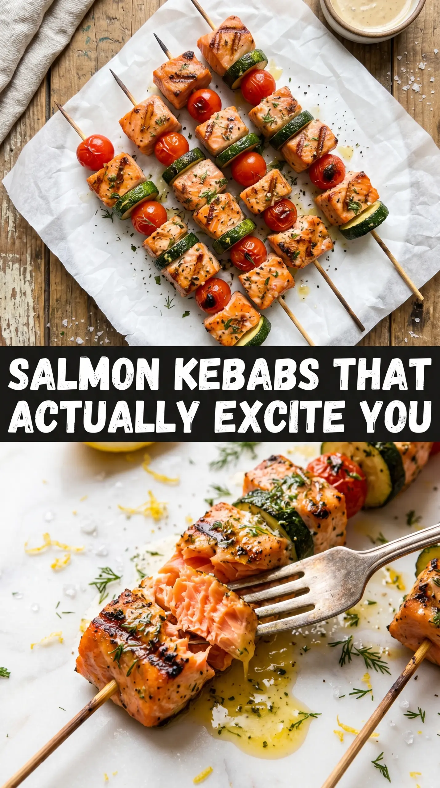 Grilled Salmon Kebabs lemon-herb colorful