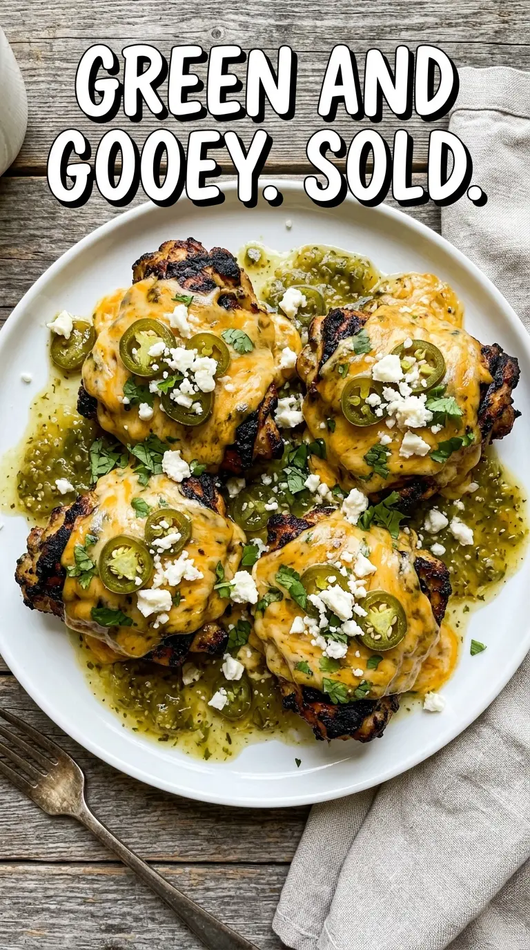 Grilled Salsa Verde Pepper Jack Chicken tangy cheesy grilled