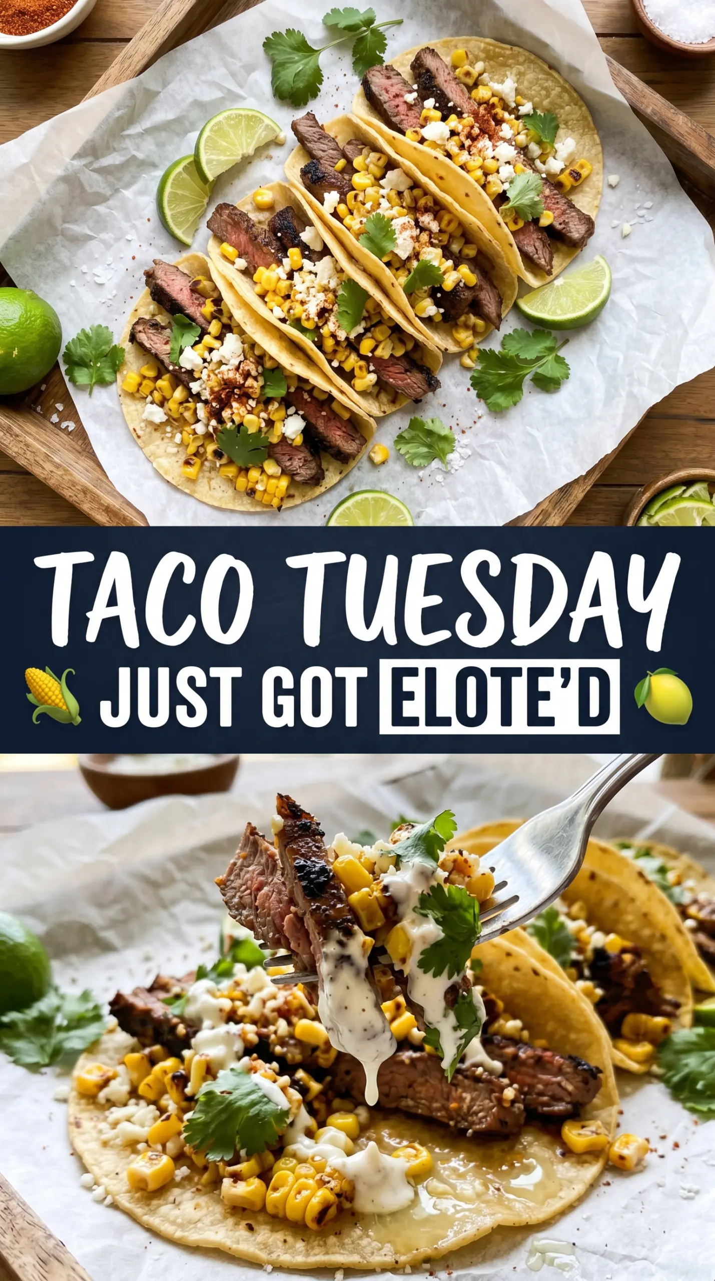 Grilled Steak Elote Tacos smoky creamy street-corn