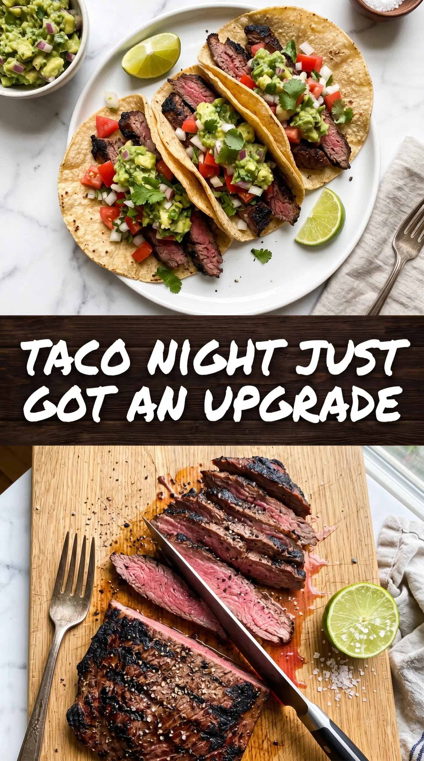 Grilled Steak Tacos with Avocado Salsa, charred, fresh