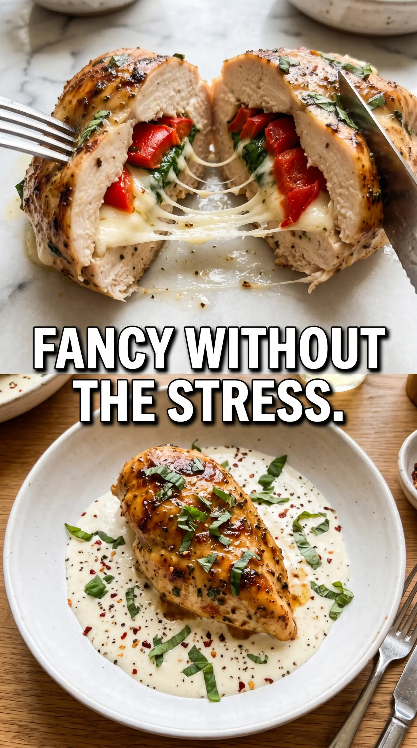 Grilled Stuffed Chicken with Cream Sauce spinach, cheese, creamy