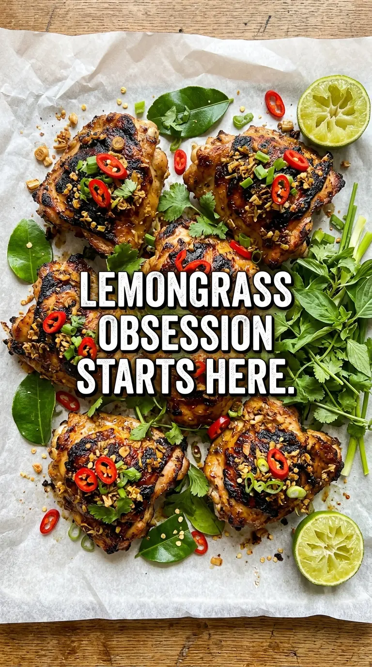 Grilled Vietnamese Lemongrass Chicken charred aromatic