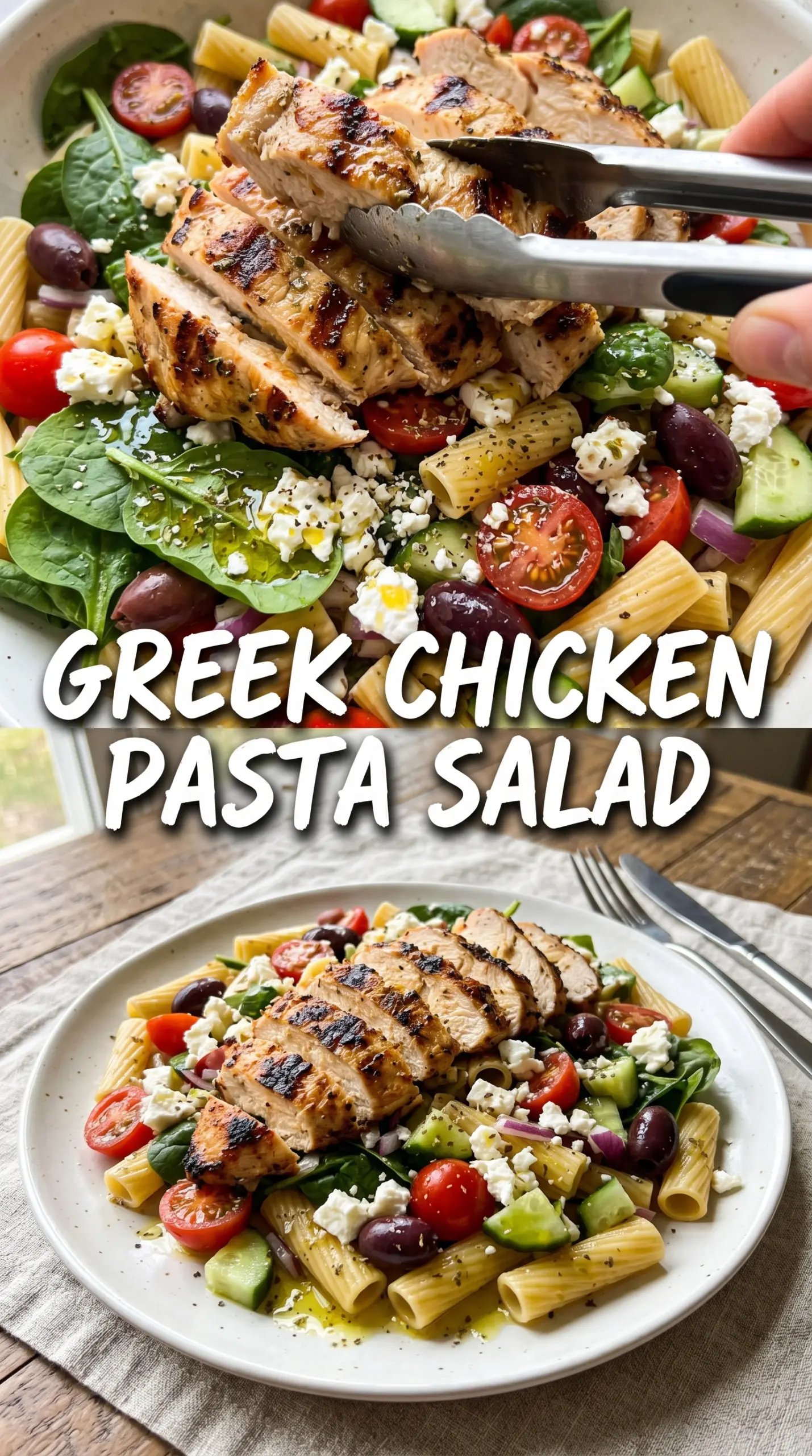 Mediterranean Chicken Pasta Salad fresh colorful