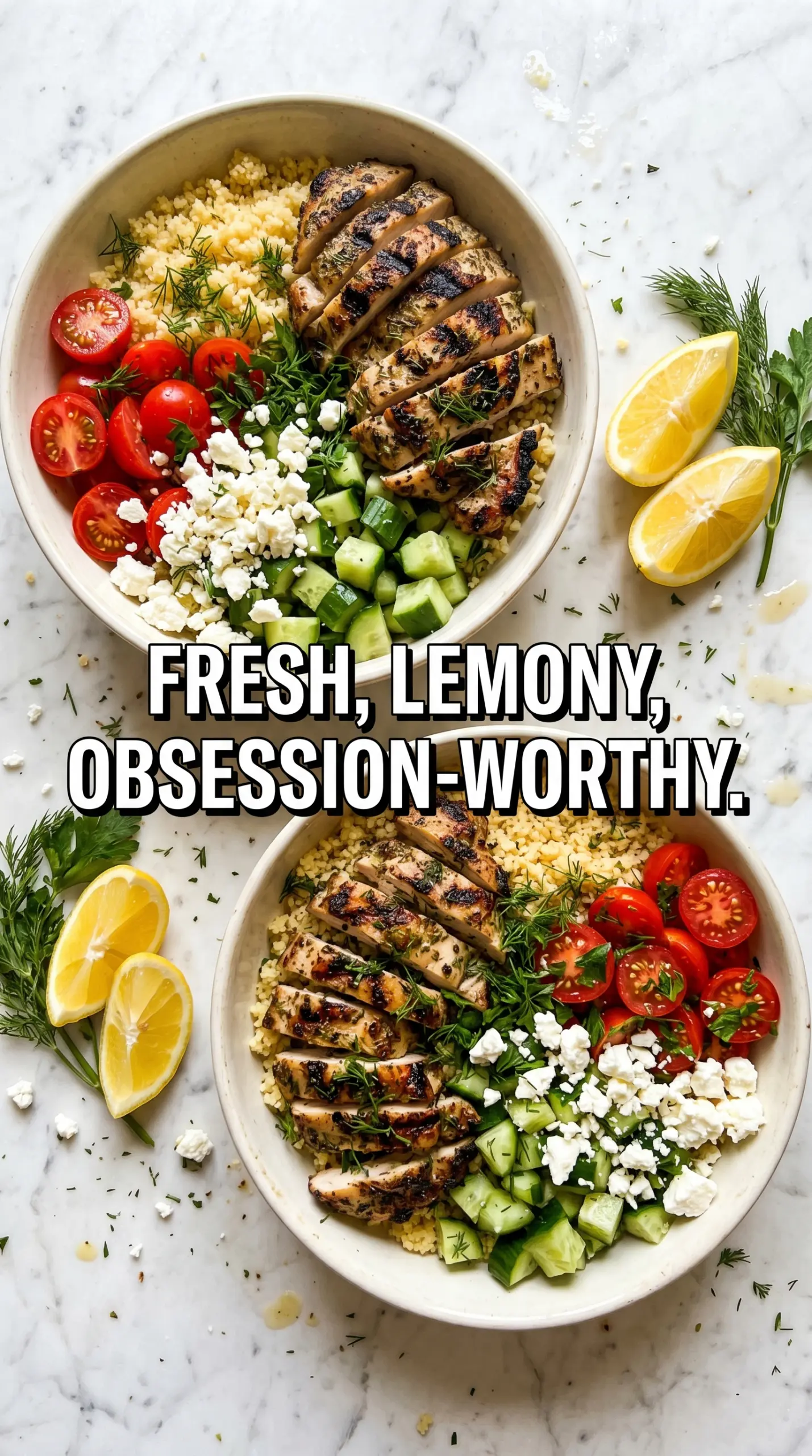 Mediterranean Lemon-Dill Chicken Bowls bright fresh