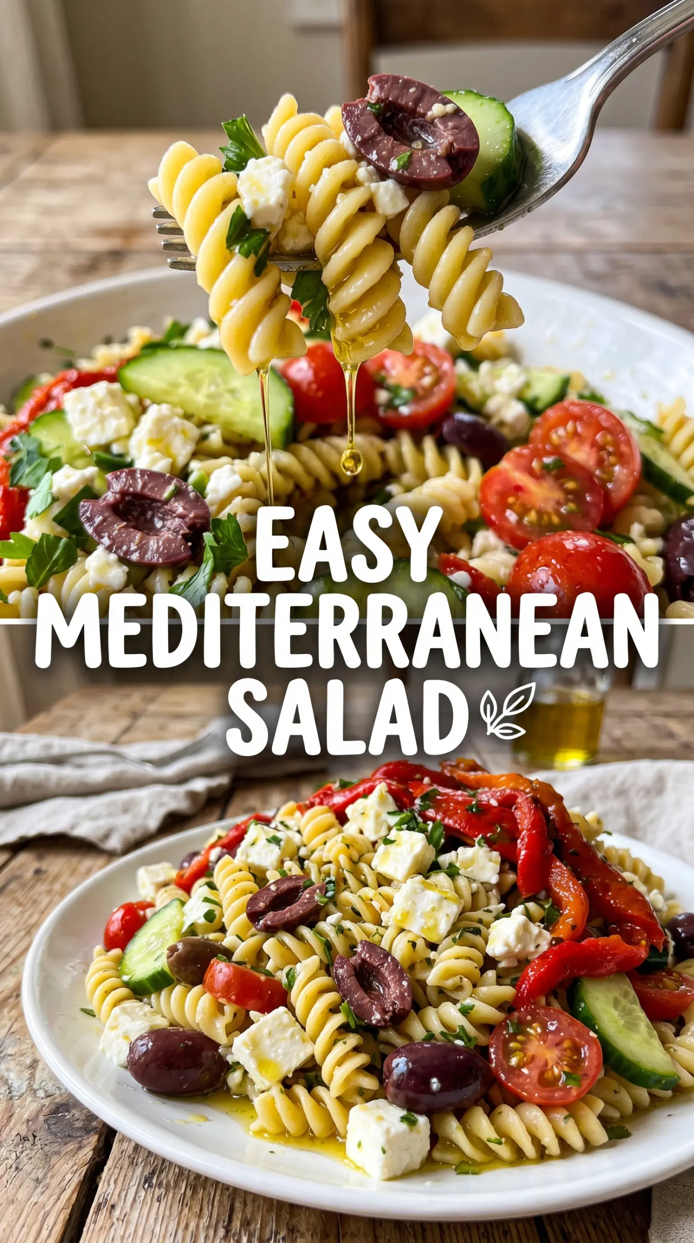 Mediterranean Pasta Salad colorful feta olive
